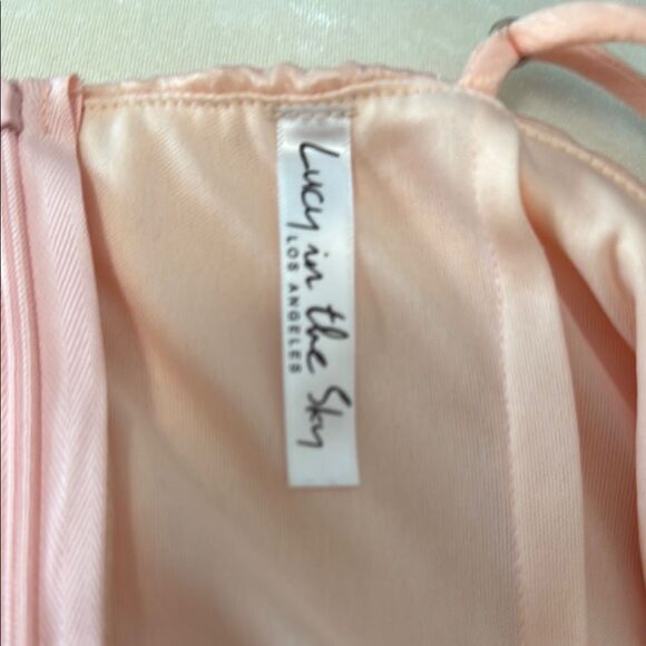 Lucy in the Sky Elegant Peach One-Shoulder Dress - Picture 7 of 8